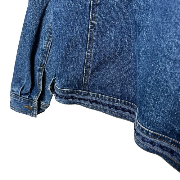 Rare Embroidered Beaded Vintage 100% Cotton Womens Denim Jacket Size XL - Picture 8 of 8